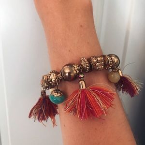 Brass bead tassel bracelet